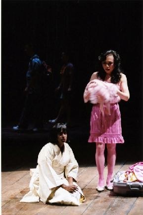 Stage still from Hotel Grand Asia, a sixteen-artist Asian collaboration at Setagaya Public Theatre.